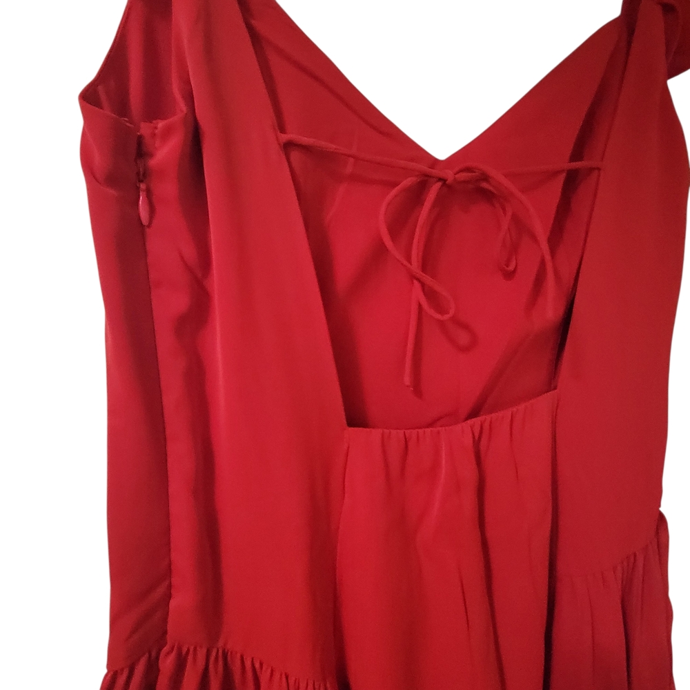 Abercrombie & Fitch Red Flutter-Sleeve Midi Dress with Side Slit, Size M - Picture 7 of 10